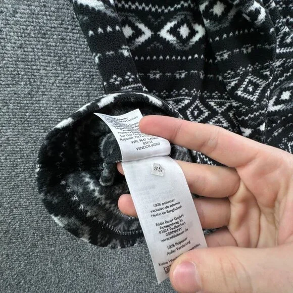Eddie Bauer Women’s White Black Fair Isle Large Pullover 1/4 Zip Fleece Sweater - Picture 10 of 11